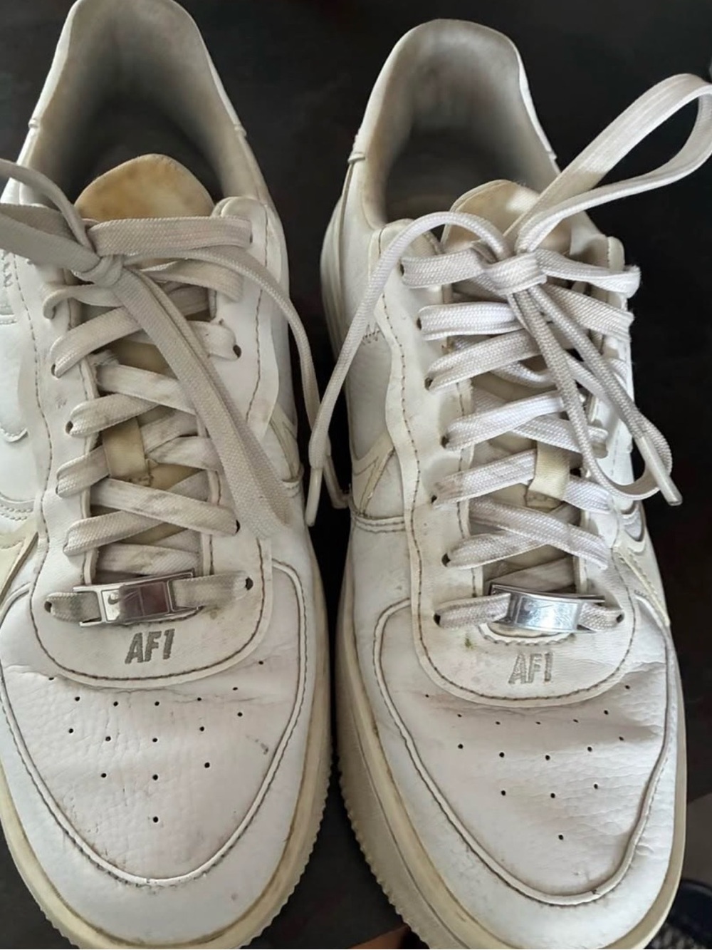 Nike White Low-Top AF1 Leather Sneakers